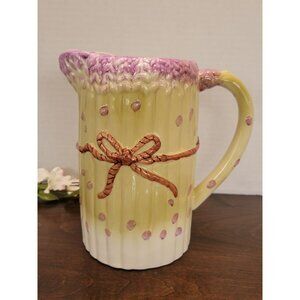 Ceramic Aparagus Stalks Pitcher Vase Tromp L'oeil Style Lavender & Greenish 8"